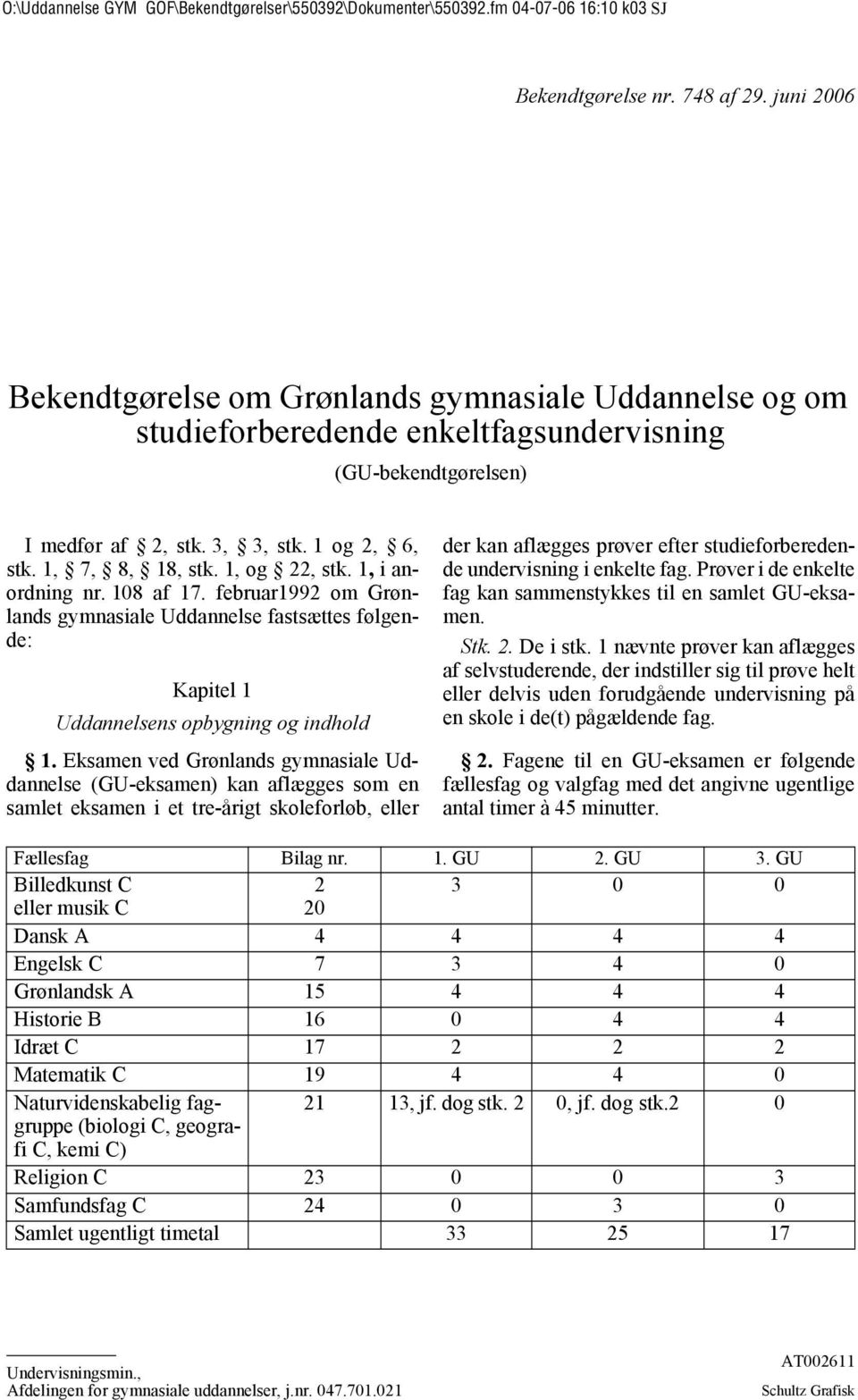 Eksamen ved Grønlands gymnasiale Uddannelse (GU-eksamen) kan aflægges som en samlet eksamen i et tre-årigt skoleforløb, eller der kan aflægges prøver efter studieforberedende undervisning i enkelte