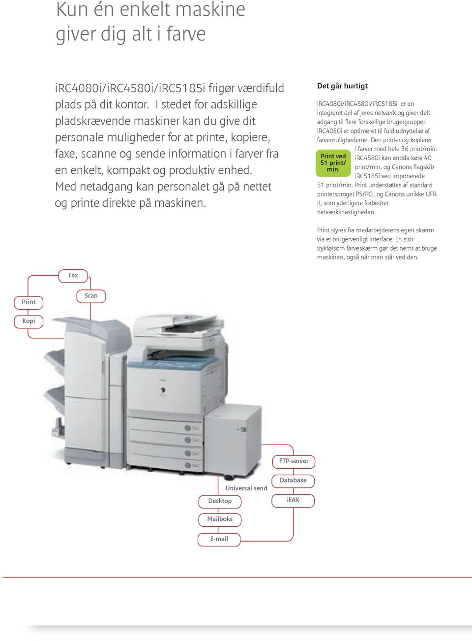 Med netadgang kan personalet gå på nettet og printe direkte på maskinen.