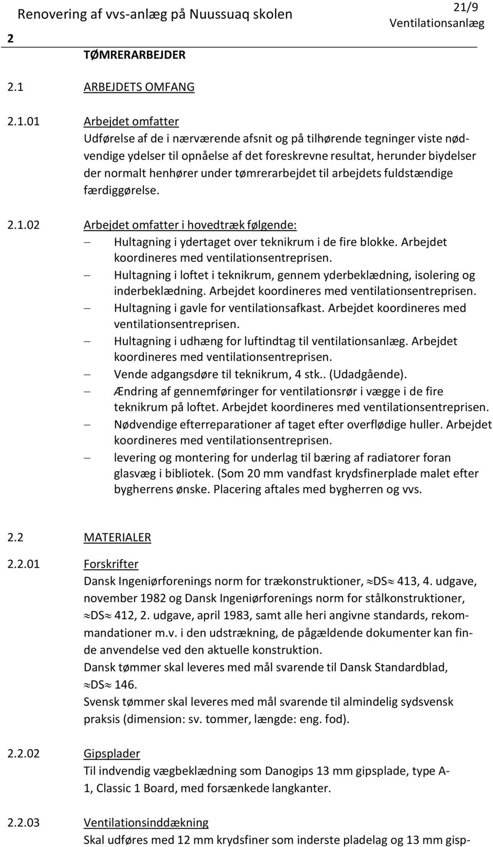 ARBEJDETS OMFANG 2.1.