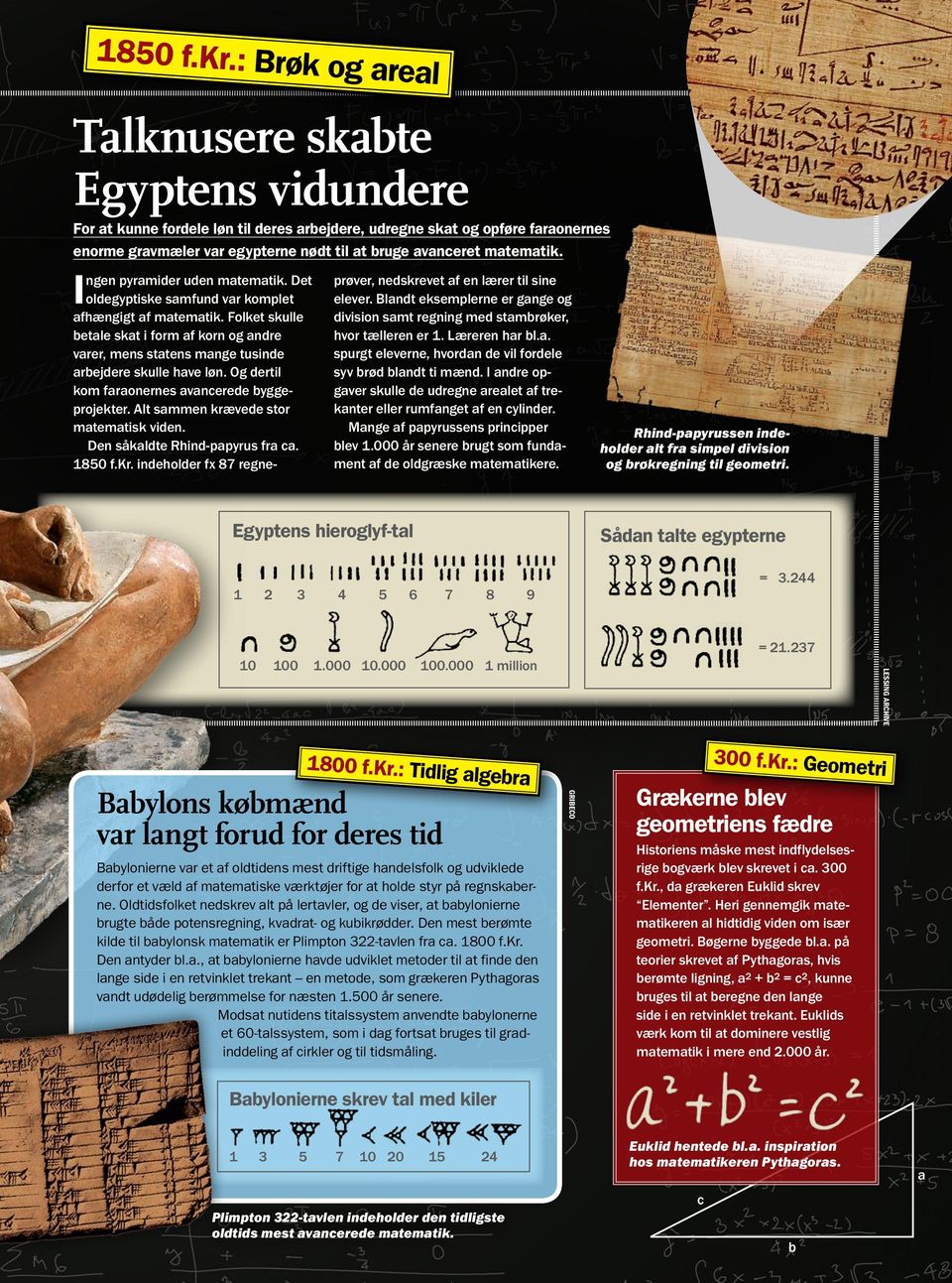 matematik. Ingen pyramider uden matematik. Det oldegyptiske samfund var komplet afhængigt af matematik.