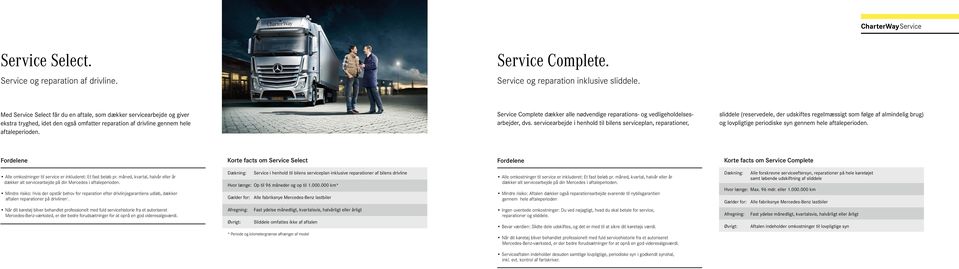 Service Complete dækker alle nødvendige reparations- og vedligeholdelsesarbejder, dvs.