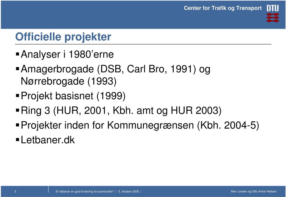 Kbh. amt og HUR 2003) Projekter inden for Kommunegrænsen (Kbh.