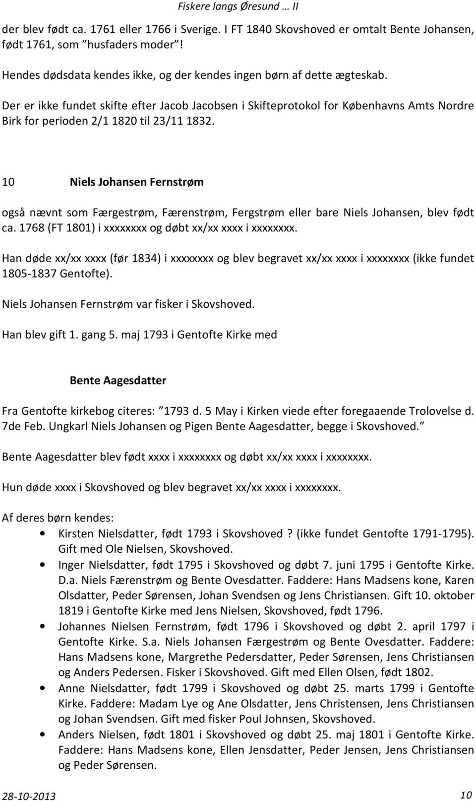 10 Niels Johansen Fernstrøm også nævnt som Færgestrøm, Færenstrøm, Fergstrøm eller bare Niels Johansen, blev født ca. 1768 (FT 1801) i xxxxxxxx og døbt xx/xx xxxx i xxxxxxxx.