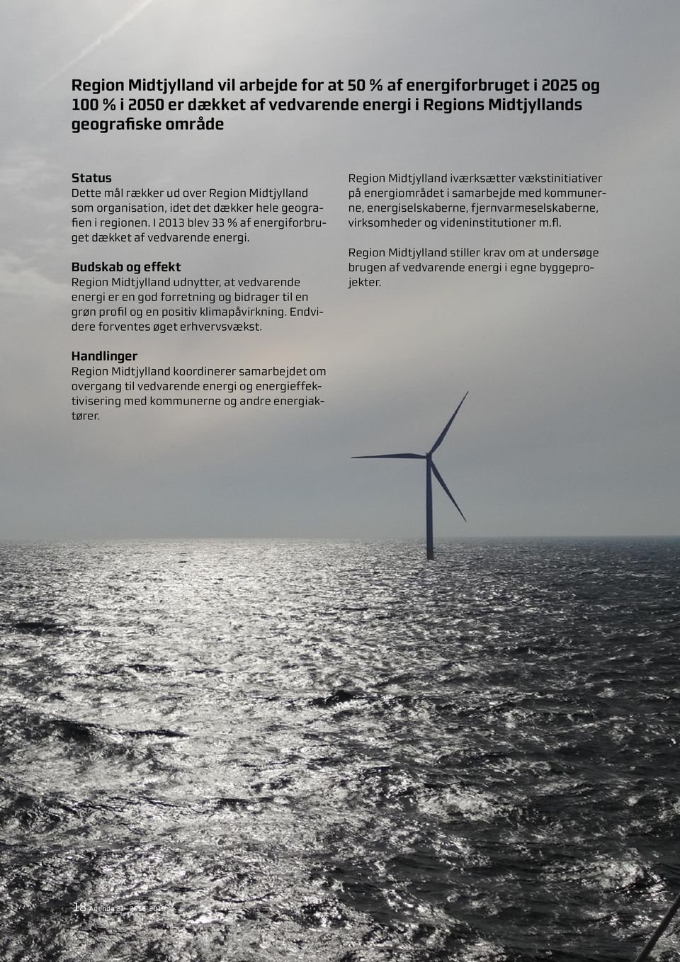 Region Midtjylland udnytter, at vedvarende energi er en god forretning og bidrager til en grøn profil og en positiv klimapåvirkning. Endvidere forventes øget erhvervsvækst.