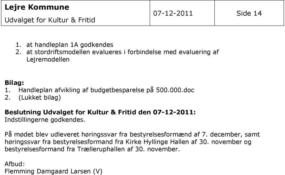 Handleplan afvikling af budgetbesparelse på 500.000.doc 2.