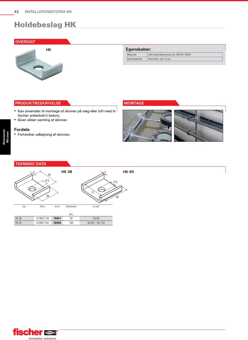 5 µm Kan anvendes til montage af skinner på væg eller loft med fx fischer ankerbolt (i beton).