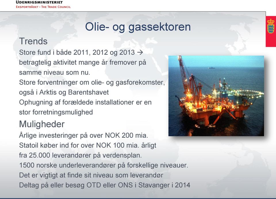 forretningsmulighed Muligheder Årlige investeringer på over NOK 200 mia. Statoil køber ind for over NOK 100 mia. årligt fra 25.