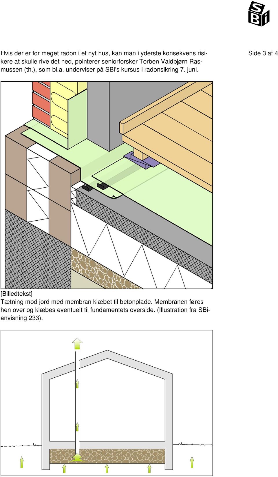 juni. Side 3 af 4 [Billedtekst] Tætning mod jord med membran klæbet til betonplade.