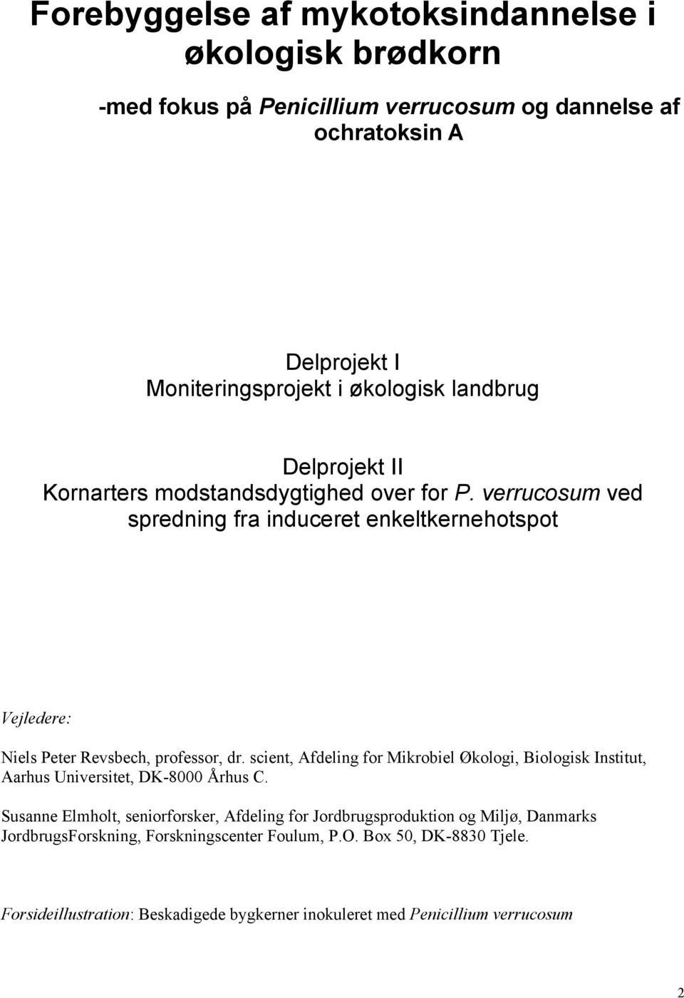 verrucosum ved spredning fra induceret enkeltkernehotspot Vejledere: Niels Peter Revsbech, professor, dr.