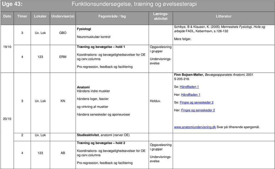 19/10 4 123 ERM Træning og bevægelse hold 1 Koordinations- og bevægelighedsøvelser for OE og cerv.