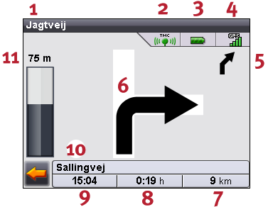 - 19-2.5 Visning Under en ruteføring kan De skifte mellem forskellige visninger: 2.5.1 2D-kort hhv.