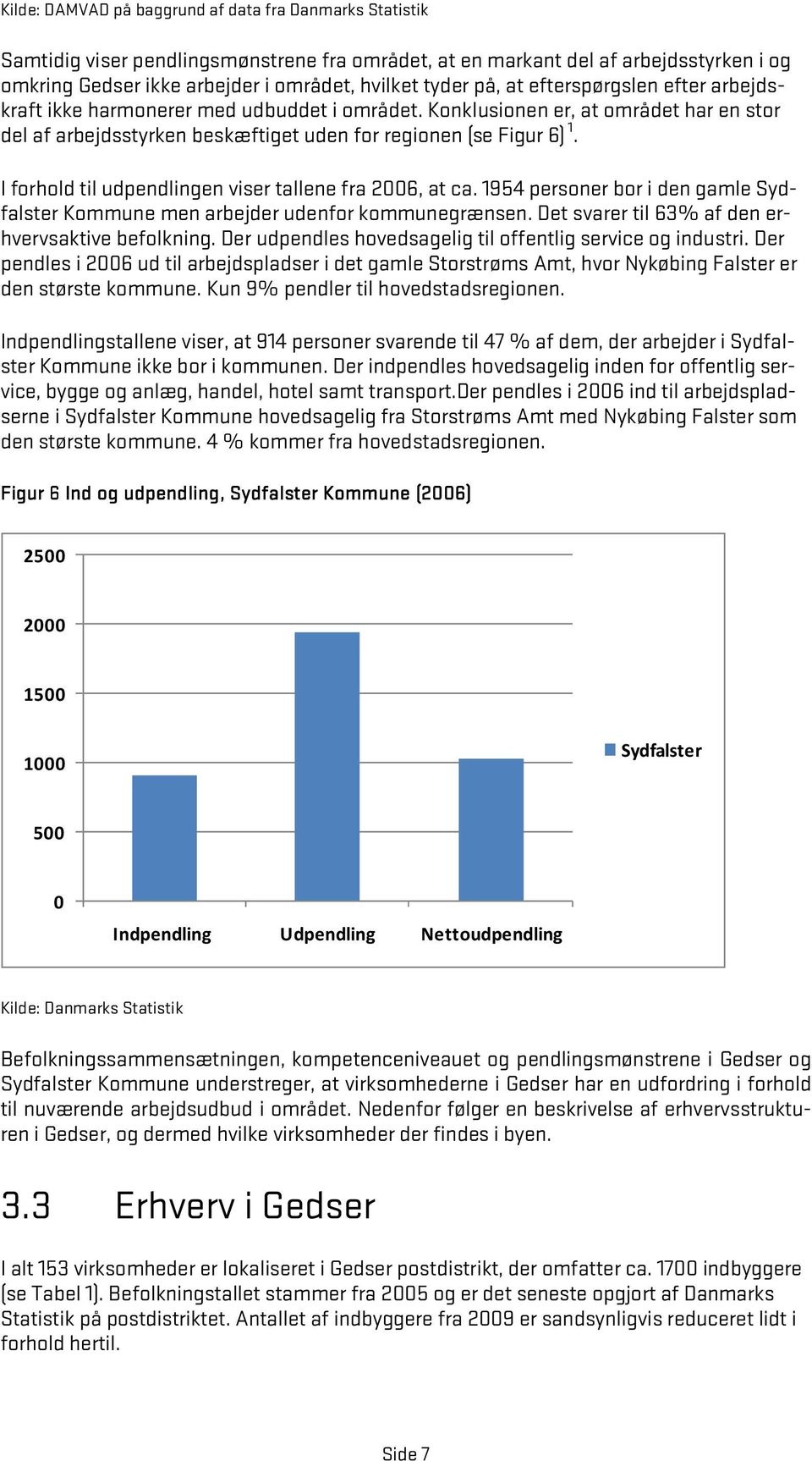 I forhold til udpendlingen viser tallene fra 2006, at ca. 1954 personer bor i den gamle Sydfalster Kommune men arbejder udenfor kommunegrænsen. Det svarer til 63% af den erhvervsaktive befolkning.