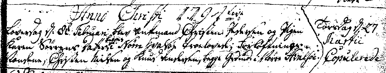 Soren Sorensen gmd i Soderup, Averupgaarden 8 Feb 1791 pg 411 WIFE 1:... CH: Maren Sorensdtr = Hans Christensen hmd i Skee Kirsten Sorensdtr = Knud Andersen gmd i N.