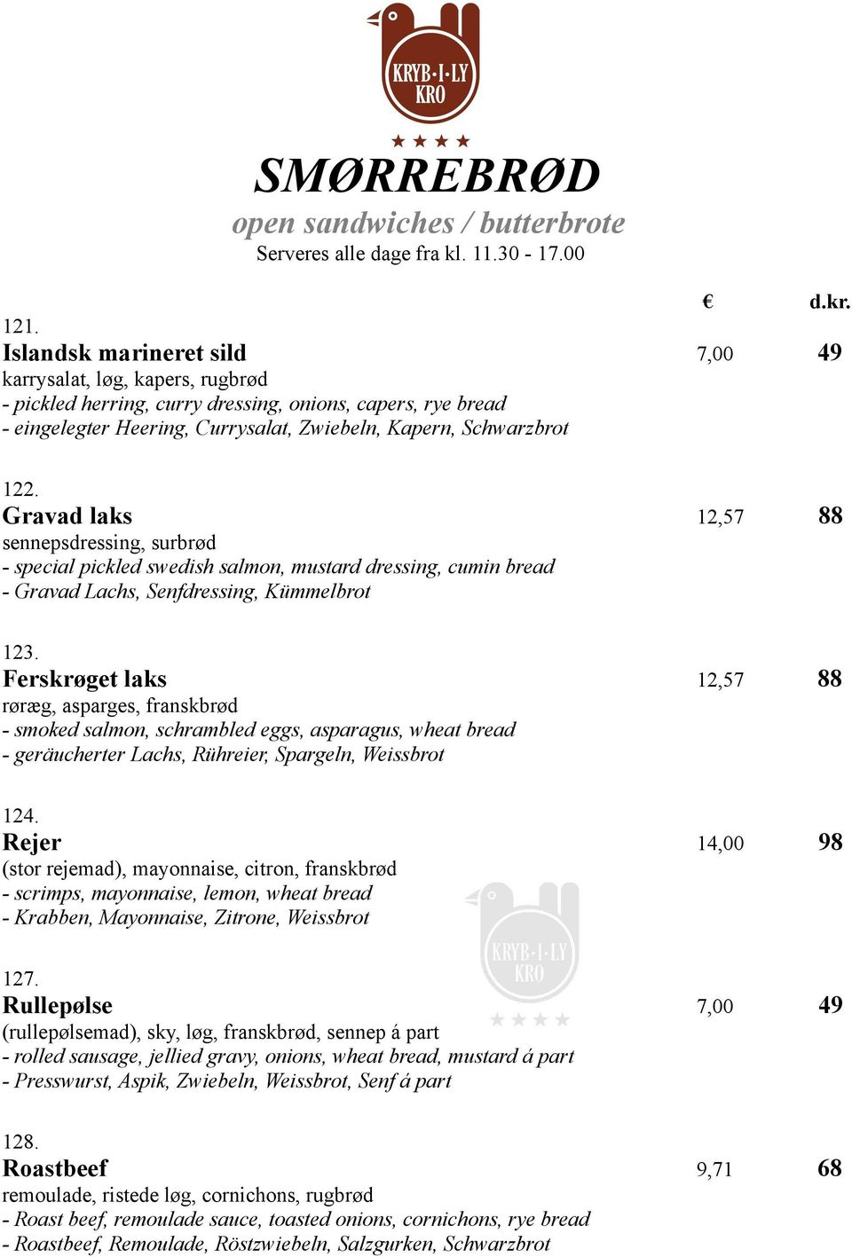 Gravad laks 12,57 88 sennepsdressing, surbrød - special pickled swedish salmon, mustard dressing, cumin bread - Gravad Lachs, Senfdressing, Kümmelbrot 123.