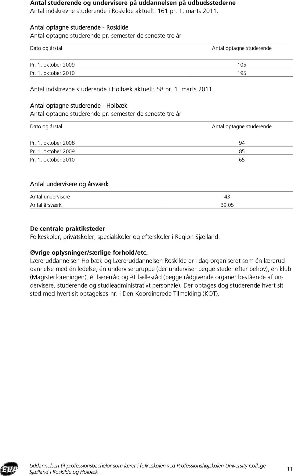 Antal optagne studerende - Holbæk Antal optagne studerende pr. semester de seneste tre år Dato og årstal Antal optagne studerende Pr. 1.