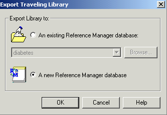 1. Åbn dokumentet i Word. 2. Fra menuen Funktioner, vælges Reference Manager 11 og Export Traveling Library eller klik ikonet i værktøjslinien. 3. Export Traveling Library dialogboksen åbnes.