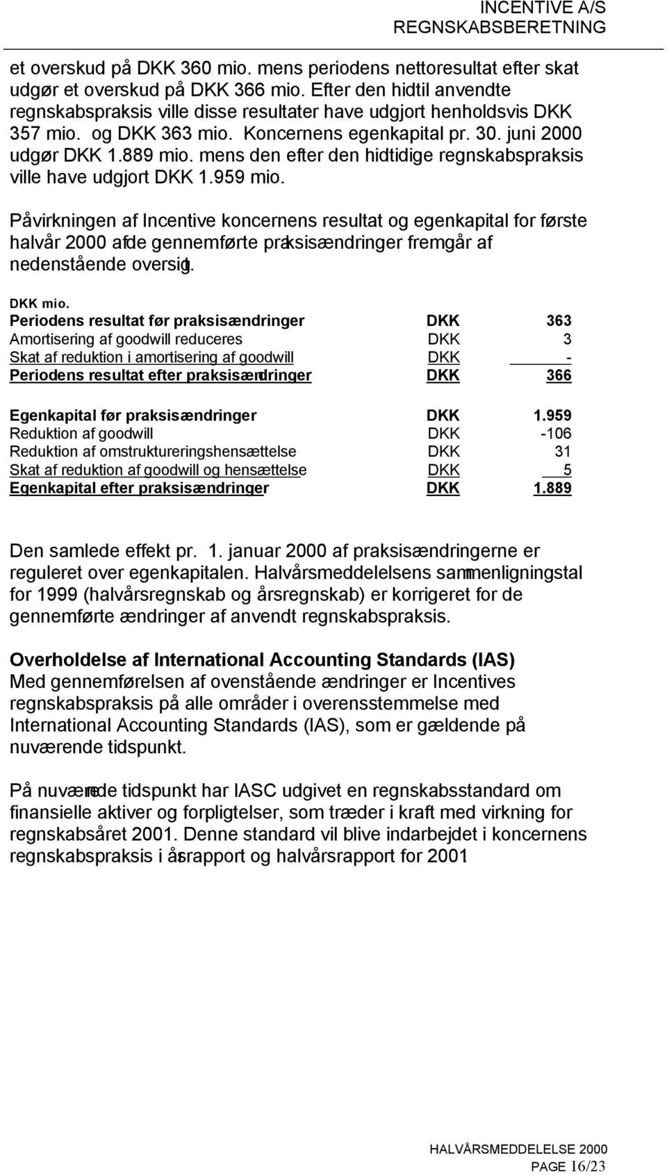 mens den efter den hidtidige regnskabspraksis ville have udgjort DKK 1.959 mio.