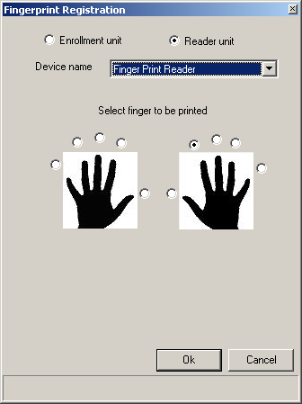 Kapitel 6 Kortholdere F Print 22 Brug RBHBIO-002 læser-software for at indrullere/registrere fingerdata.