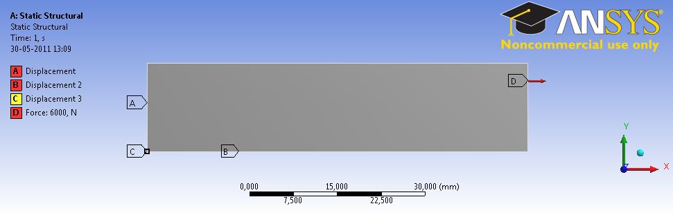 Grunden til at anvende symmetri er at spare elementer og dermed også tid for analysen. Figur 28 - Viser dogbonet med en homogen del på 13mm. 1/4 af denne del tages ud for analyse i Ansys.