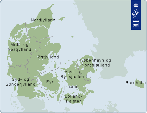 DMIs regionskort Kort og lister over postnumre i Danmark findes på Post Danmarks hjemmeside: www.postdanmark.