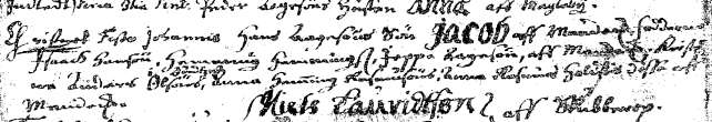(1) Kirkebøger for Magleby sogn: 1686, 11.jul. døbt Hans Lauridsen Aagesens søn i Mandemarke Jens.