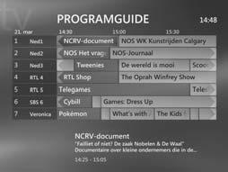 tv-guidefunktion - søgning efter et tv-program Guiden viser information om kanaler, tv-programmer og programplaner. Denne information hentes fra dit lokale tv-selskab.