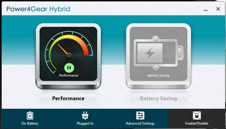 Power4Gear Hybrid Optimer ydelsen på din notebook pc, ved brug af strømbesparingsfunktionerne i Power4Gear.