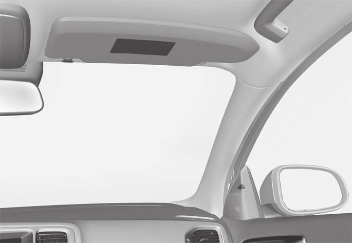 SIKKERHED Airbag i førersiden Som supplement til sikkerhedsselen (s. 30) i førersiden er bilen forsynet med en airbag (s. 34). Denne airbag er monteret sammenfoldet midt i rattet.