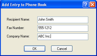 Indtast modtagerens navn, faxnummer og firmanavn, og klik derefter på OK. 3. Klik på Edit Phone Book (Rediger telefonbog). 4.