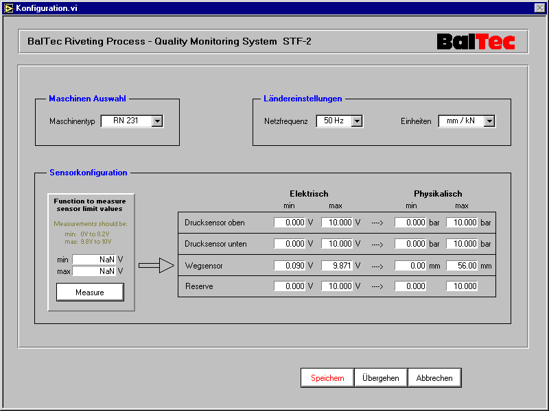 Figur 18: Opsætning: sensor konfiguration Maskin valg: Valg af maskin type.