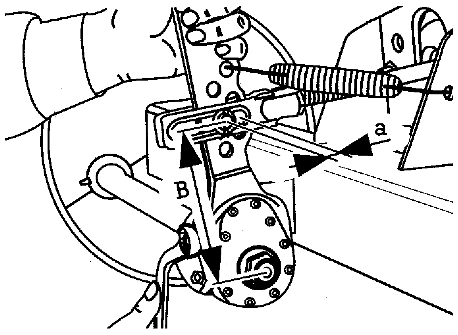 Rengøring, vedligeholdelse og reparation Kontrol af bremsebelægning Åbn inspektionshullet (Fig. 141/1) ved at tage gummilasken ud (hvis til stede).