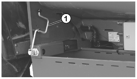 Grundmaskinens opbygning og funktion 5.7 Parkeringsbremse Fig. 33/1: Sving: låst i hvileposition.