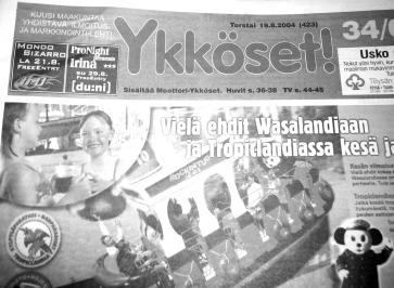 NORMERING AV FRÄMMANDE ORD I FINSKAN 267 En typisk första sida av den lokala, finskspråkiga tidningen Ykköset, som delas ut gratis till alla hushåll i 88 kommuner i västra Finland varje torsdag.