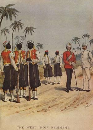 1858 blev West India Regiment således udrustet. Regimentet bevarede denne gallauniform frem til 1927, hvor det blev nedlagt. 1 st Bn.