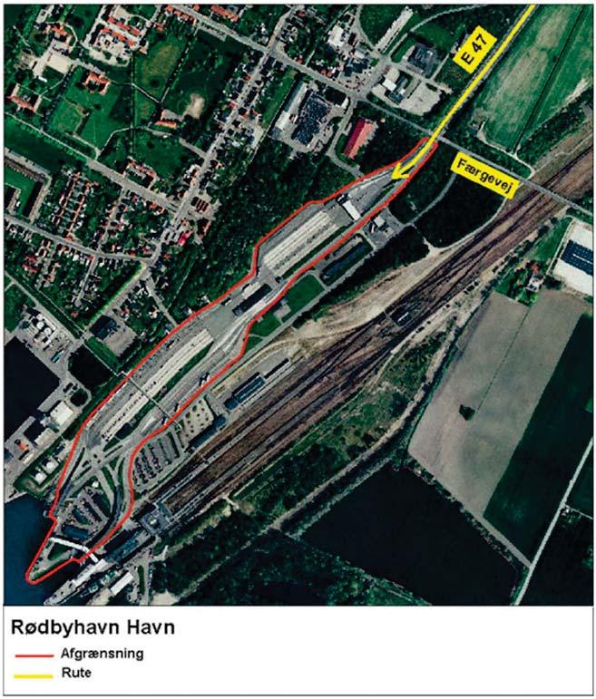 28 Bilag 15 Rødby Havn, Rødby Tilkørsel må foretages fra E47, der fører direkte frem til havneområdet.