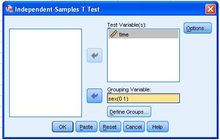 SPSS SPSS: Analyze Compare Means Independent-Sample T