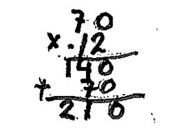 Eleven ganger først 70 med 2 derefter med 1 og forstår ikke, at det ikke er 1, men 10, der skal ganges med. Resultatet er, at 70 er ganget med 3. 70 3 = 210.