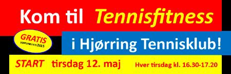 Tennisfitness Tennisfitness afholdes af DGI i Hjørring Tennisklub Tirsdag den 26. maj kl. 16.30-17.30 Timen byder på fysisk styrketræning samt Cardiotræning kombineret med tennis.