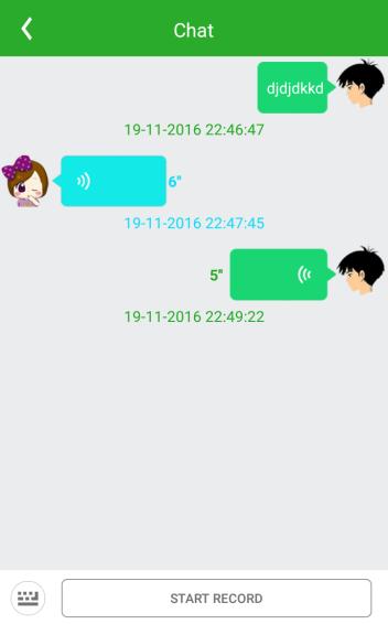 Chat Her kan du sende en talebesked eller en almindelig tekstbesked til uret.