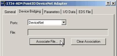 Kapitel 11 Føj distribuerede I/O-moduler til projektet 11. Klik på fanen Device Bridging. 12. Klik på Associate File. 13.