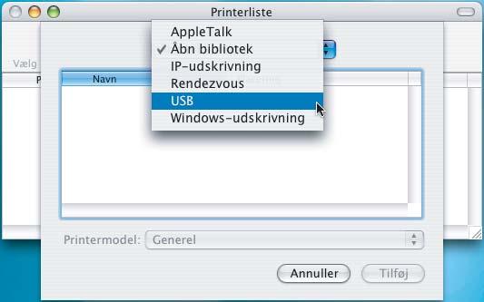 Trin 2 Installere drivere og software 6 Sæt den medfølgende cd-rom i cd-rom-drevet. 11 For brugere af Mac OS X 10.2.4 til 10.2.8: Klik på Tilføj.