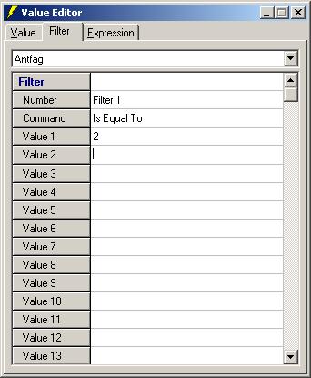 Man kan definere op til 5 filtre for hvert datafelt i rapporten, dvs. for hver kolonne i skemaet.