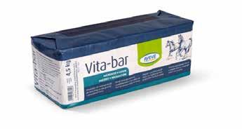 CARE SPECIFICS 410 VITA-BAR Vitamin- og mineralbar Tilskudsfoder til heste Velegnet til heste og ponyer med tendens til overvægt 28 TILSKUDSFODER TIL HESTE Vita-bar er en vitamin- og mineralbar, som