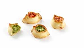 136 SAVOURY SAVOURY 137 APPETIZERS FORRETTER 5001680 MINI PIZZA CUP MIX 25 g ± 84 STK/KRT 3 x 700 g 168 KRT/PALLE BAGES VED 180 C 6-8 5001307 MINI PIZZETTA APÉRO 30 g 30 x 4 STK/KRT 104 KRT/PALLE