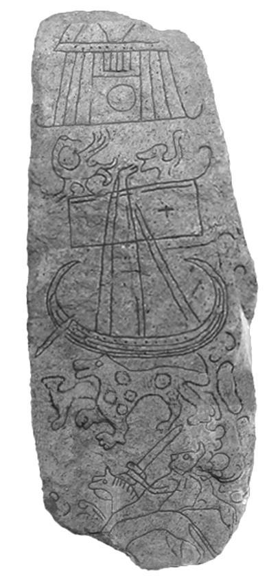14. Harald Hildetand og Sigurd Figur 23. Foto - Sparlösa-stenen Sparlösa-stenen fra kort før år 800 i Västergötland. Stenen indeholder både runetekst og den viste billedside.
