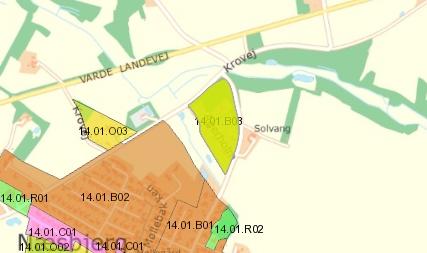 14.01.B03 Boligområde Landzone Landzone Specifik Boligområde Min. 2 p-pladser pr. bolig for åben lav og min. 1,5 p-plads pr.