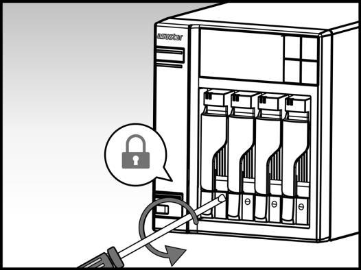 5. Når låsen er lukket, kan den låses på plads med låsen på bakken.