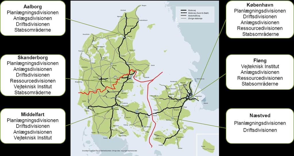 Vintertjeneste på kørebaner 2013 Side 5 af 19 Norddanmark Syddanmark Østdanmark (ND) (SD) (OD) som vist på efterfølgende kort. 1.2 ENTREPRISERNE Vejdirektoratet udbyder Vintertjeneste på kørebaner 2013 i 97 entrepriser.
