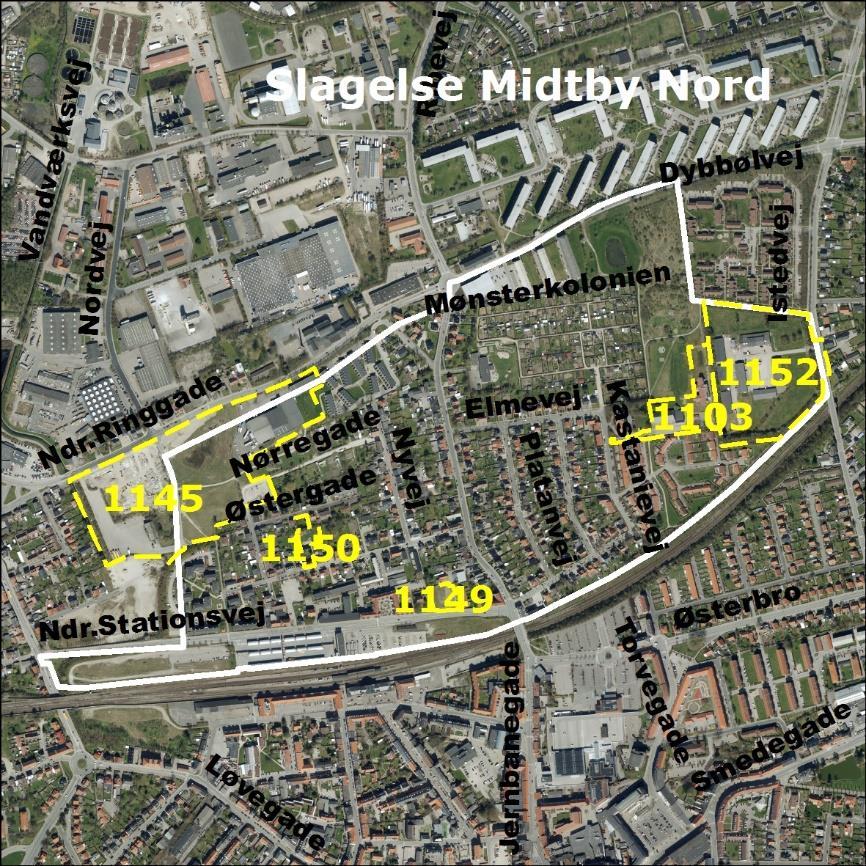 1209 Slagelse Midtby Nord I dette område er der flere lokalplaner, der giver mulighed for boliger. Lokalplan 1145 er planlagt som et større boligområde.