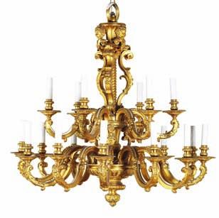 DKK 25,000-30,000 / 3,350-4,050 325 A French gilt bronze 18 light chandelier,